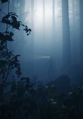 A humanoid figure with an unnatural light emitting from its face